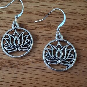 Silver Lotus Earrings